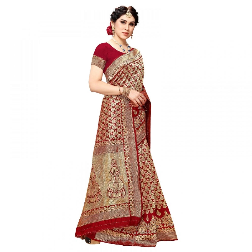 Adorable Jacquard Silk Kanjivaram Jacquard Silk Saree With Blouse piece