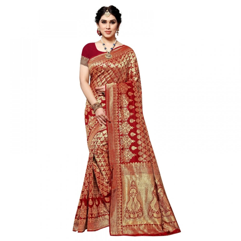 Adorable Jacquard Silk Kanjivaram Jacquard Silk Saree With Blouse piece