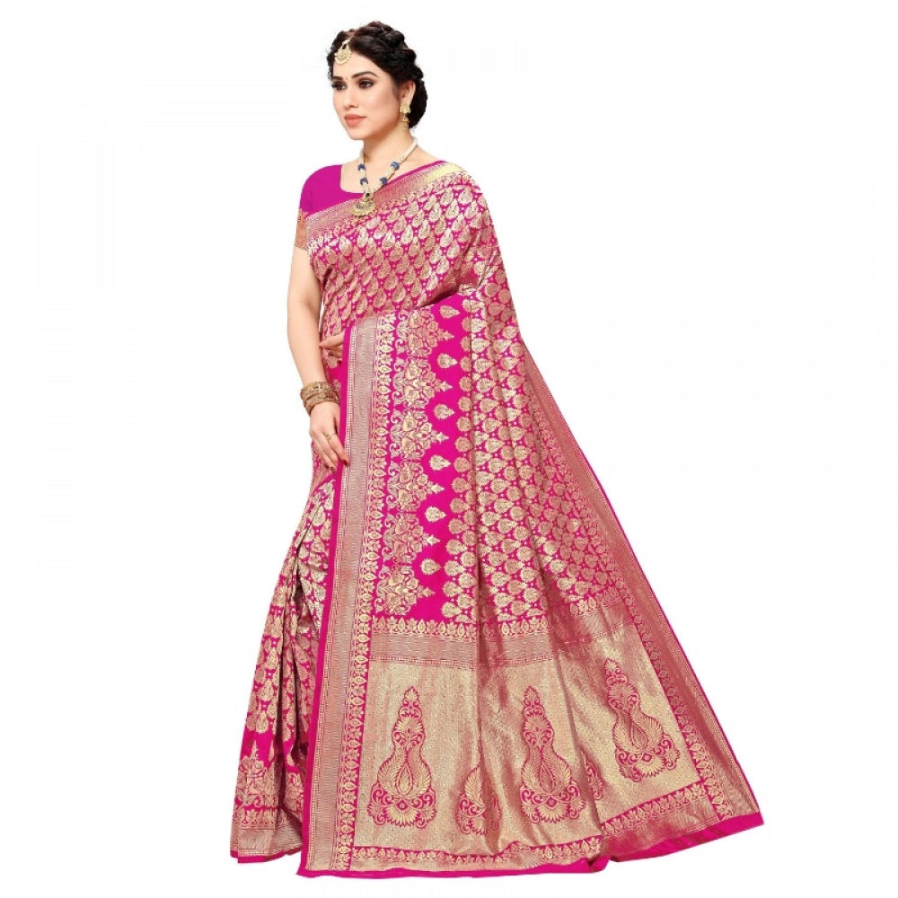 Adorable Jacquard Silk Kanjivaram Jacquard Silk Saree With Blouse piece