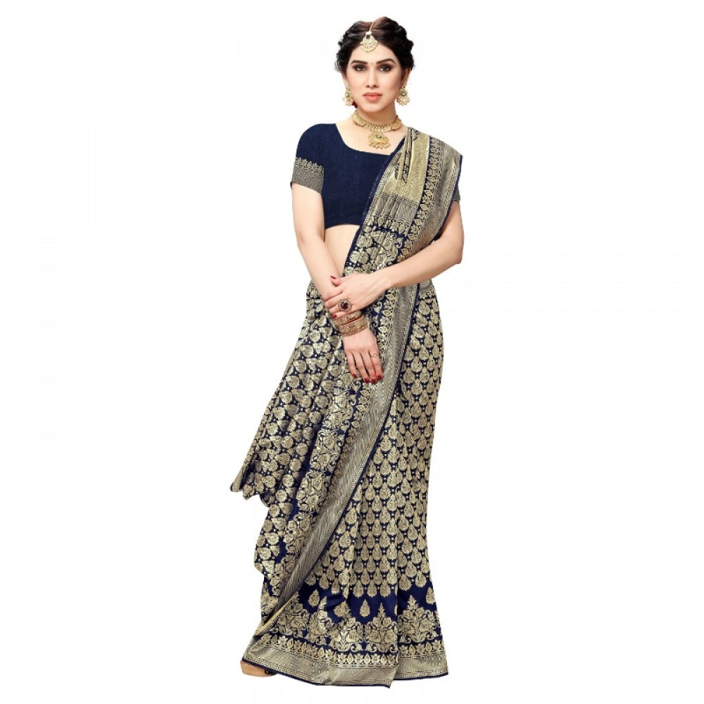 Adorable Jacquard Silk Kanjivaram Jacquard Silk Saree With Blouse piece