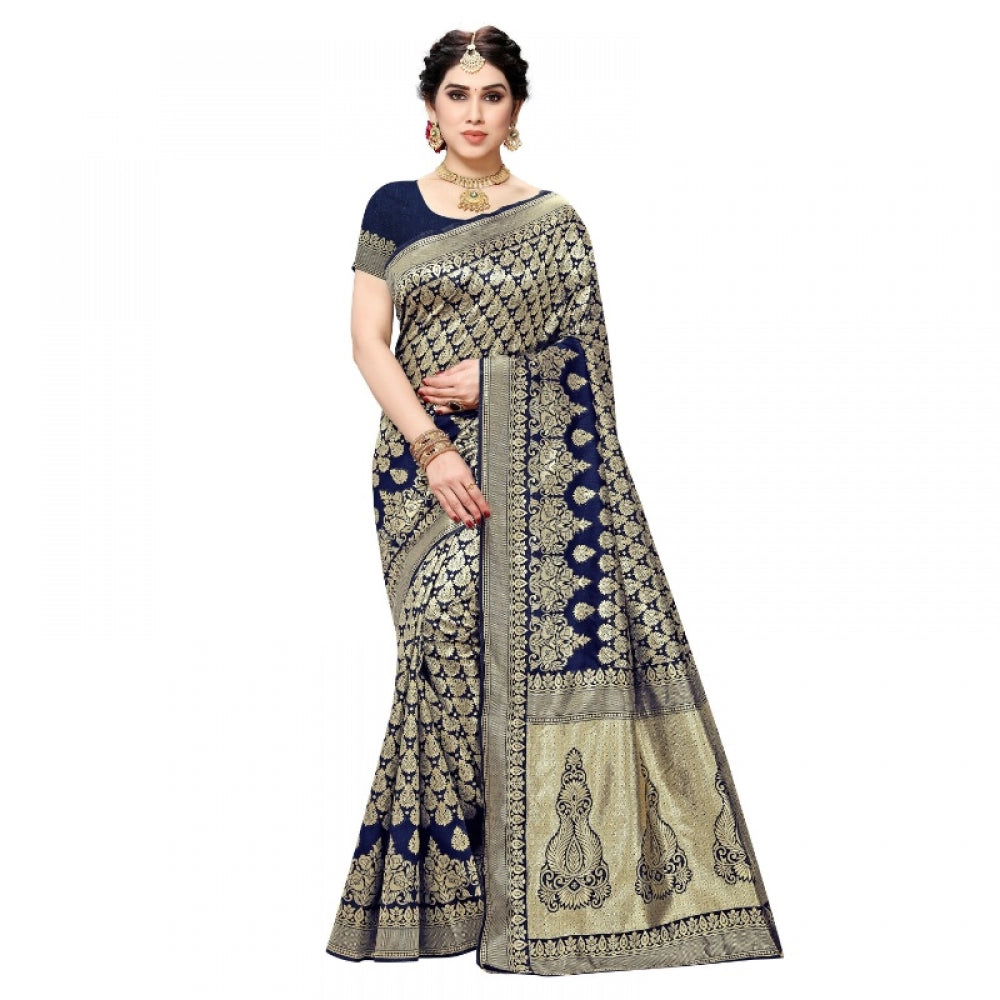 Adorable Jacquard Silk Kanjivaram Jacquard Silk Saree With Blouse piece