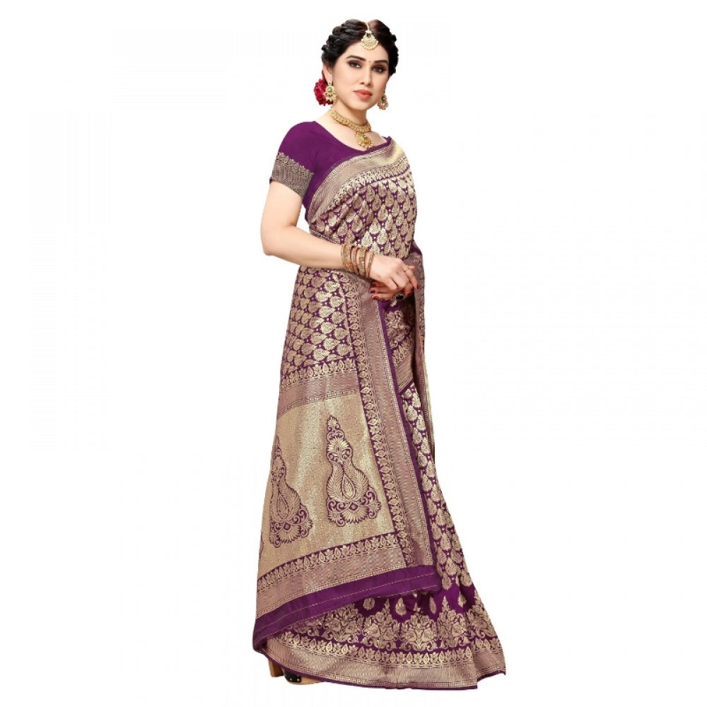 Adorable Jacquard Silk Kanjivaram Jacquard Silk Saree With Blouse piece