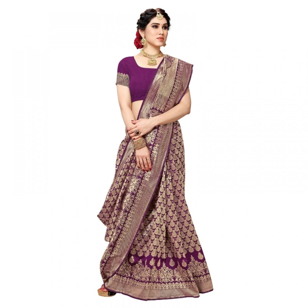 Adorable Jacquard Silk Kanjivaram Jacquard Silk Saree With Blouse piece