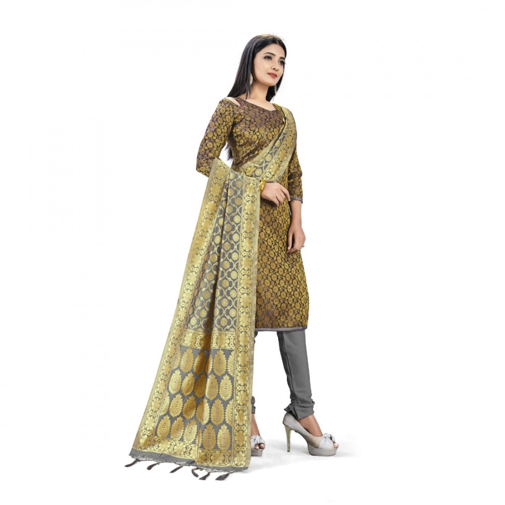 Partywear Banarasi Silk Unstitched Salwar Suit Dress Material Premium Quality With Dupatta