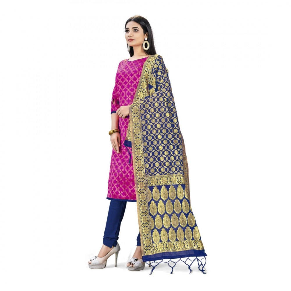 Partywear Banarasi Silk Unstitched Salwar Suit Dress Material With Dupatta