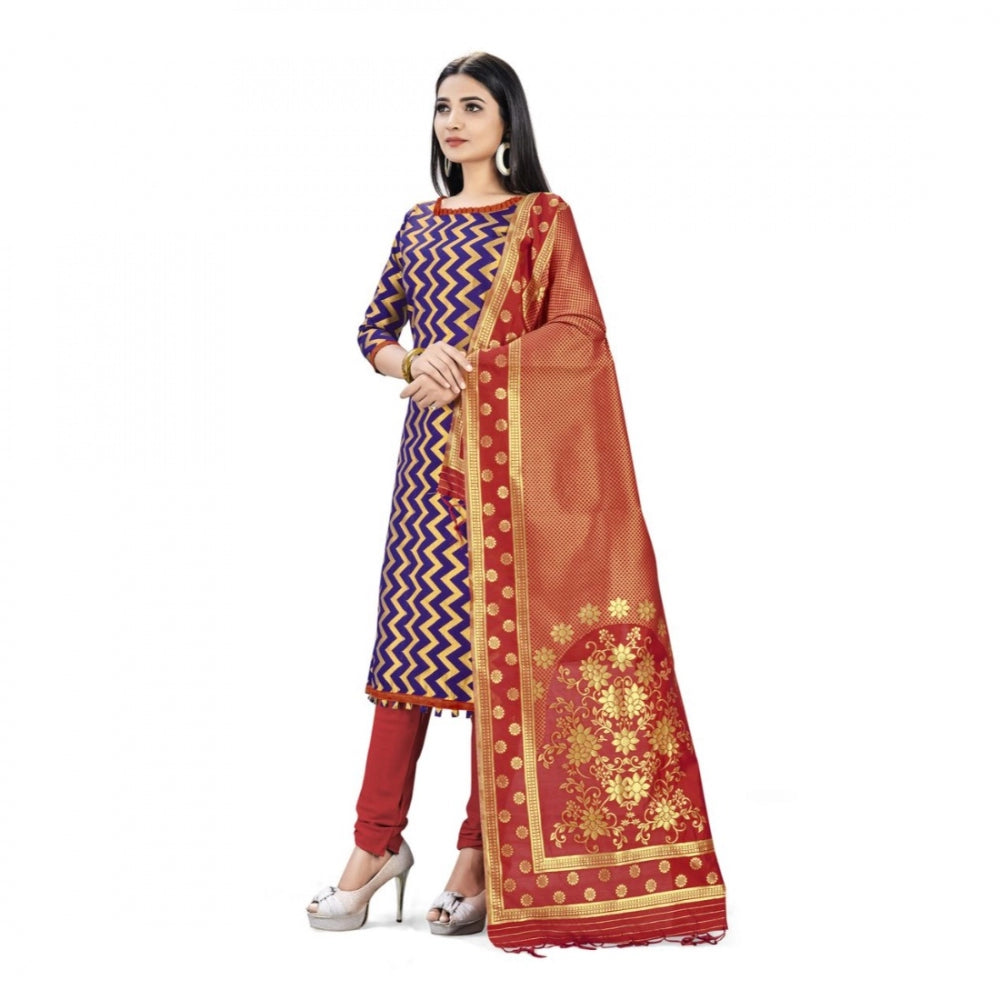 Partywear Banarasi Silk Unstitched Salwar Suit Dress Material Premium Quality With Dupatta