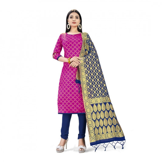 Partywear Banarasi Silk Unstitched Salwar Suit Dress Material With Dupatta