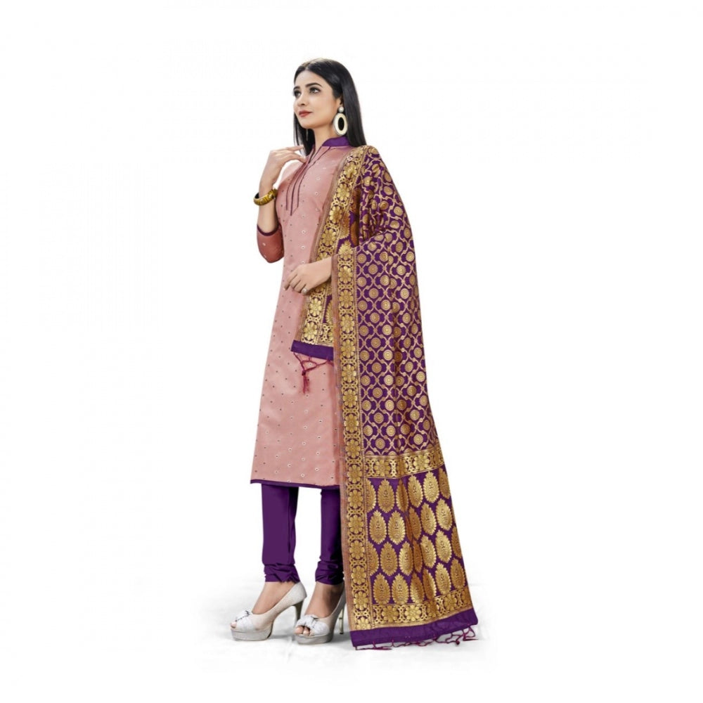 Partywear Banarasi Silk Unstitched Salwar Suit Dress Material Premium Quality With Dupatta