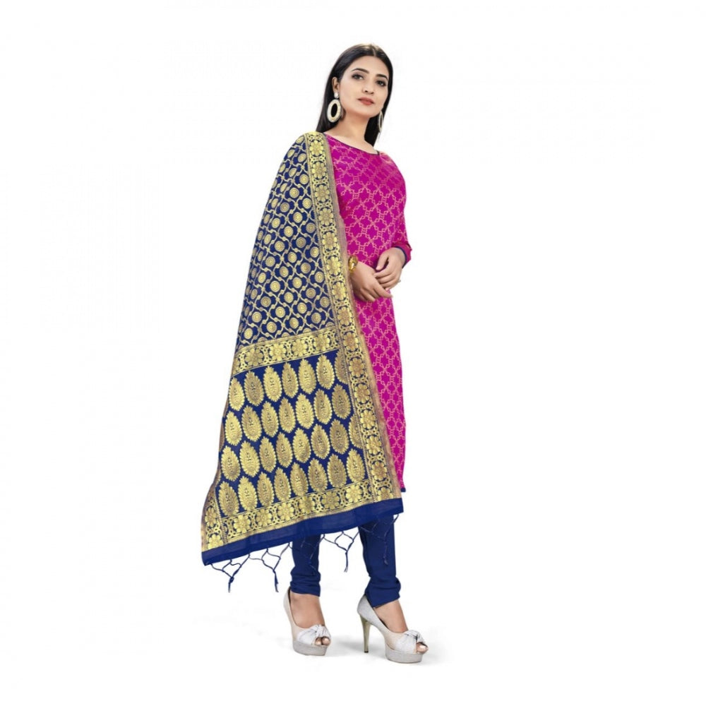 Partywear Banarasi Silk Unstitched Salwar Suit Dress Material With Dupatta