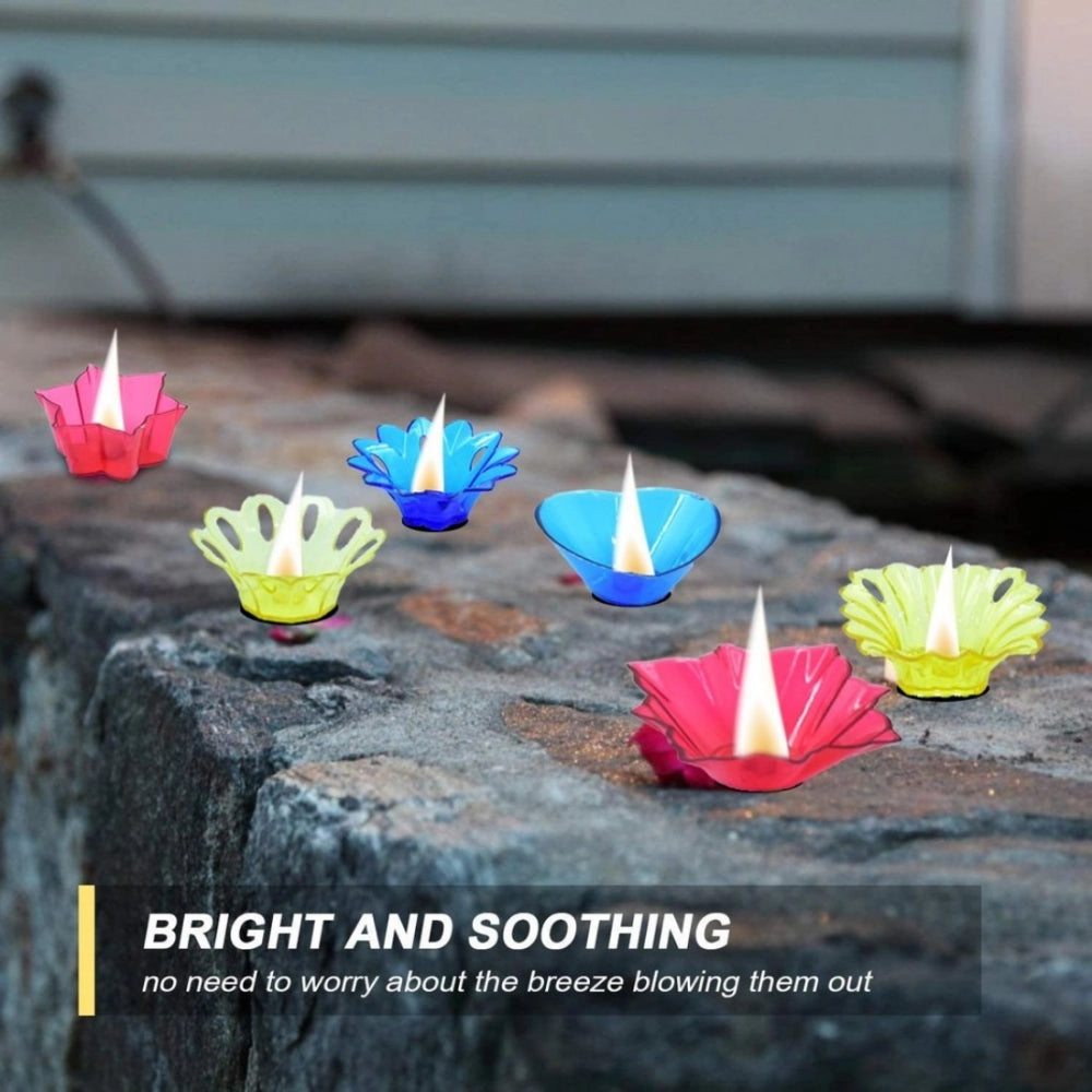 Alluring Pack Of 3 (12 Pieces Set) Multi Shape Plastic Candle Cup