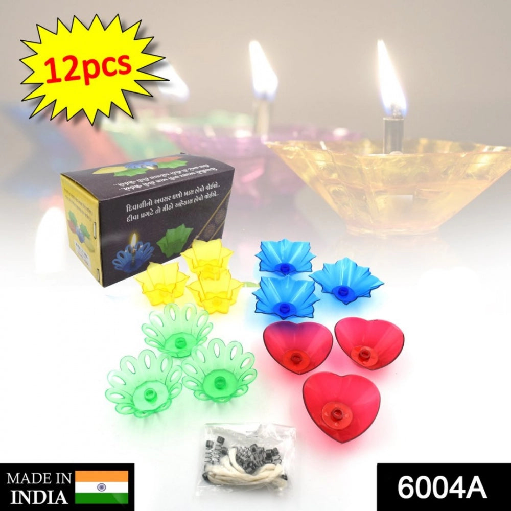 Alluring Pack Of 3 (12 Pieces Set) Multi Shape Plastic Candle Cup