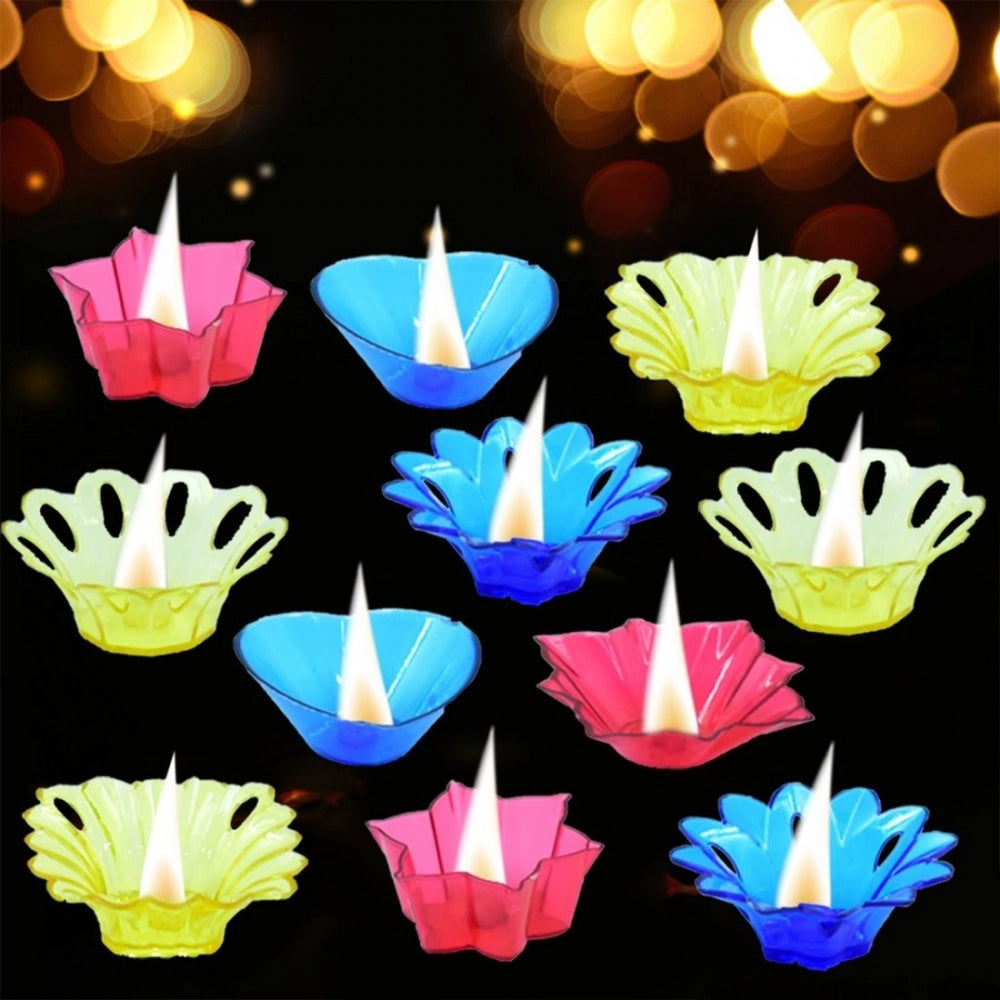 Alluring Pack Of 3 (12 Pieces Set) Multi Shape Plastic Candle Cup