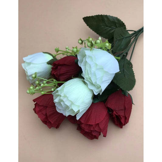 Wonderful Artificial Rose Flowers Bunch Bouquet Of 7 Roses For Home Decoration