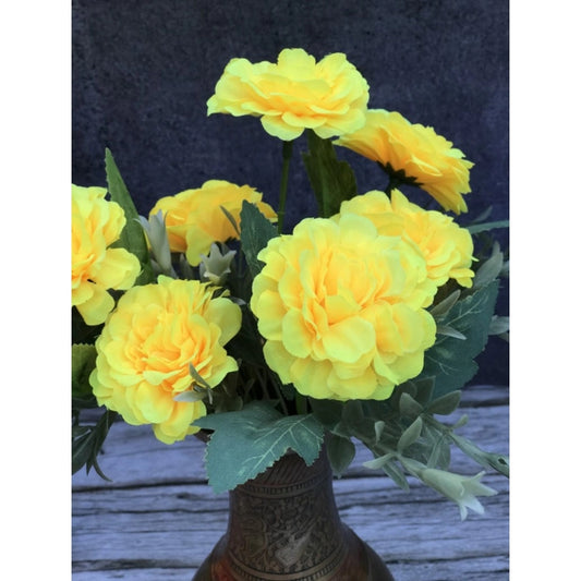 Classy Artificial Flowers Bunch Bouquet Of 5 Marigold Genda Flowers For Home Decoration