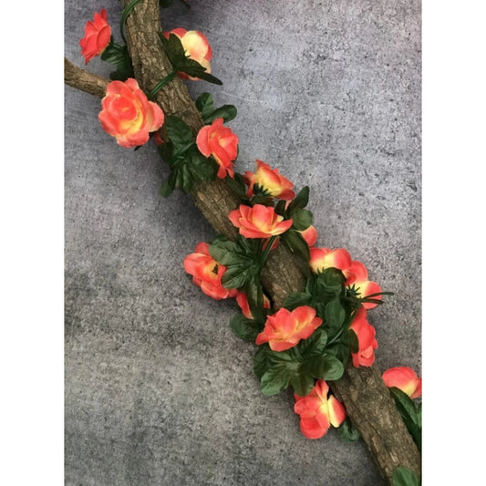 Wonderful Artificial Orange Rose Vine Flowers Plants Artificial Flower Creeper Hanging Rose For Home Decoration