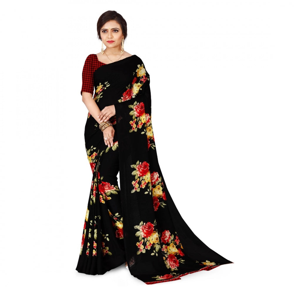 Pretty Faux Georgette Saree with Blouse Piece