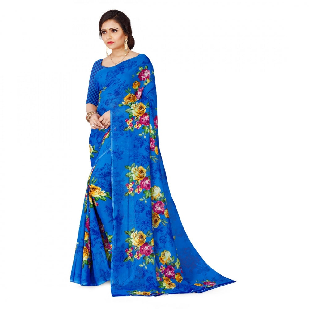 Adorable Faux Georgette Saree With Blouse piece