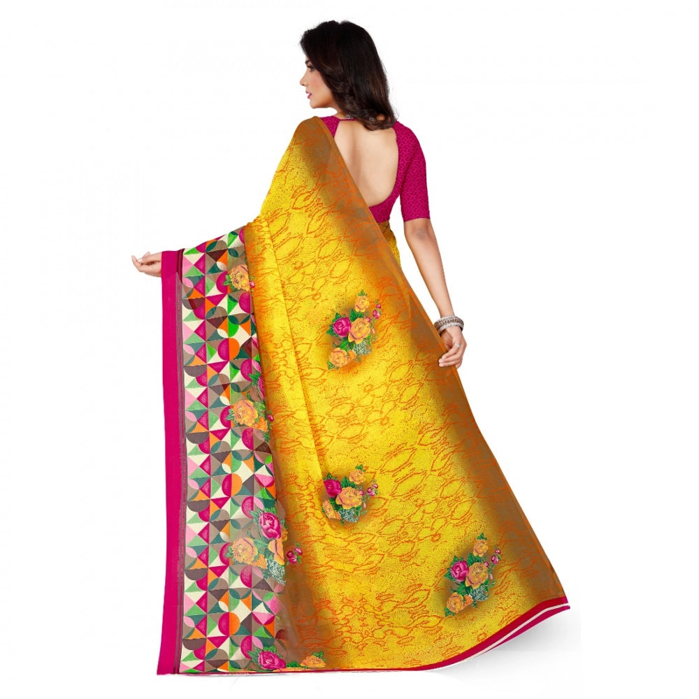 Adorable Faux Georgette Saree With Blouse piece