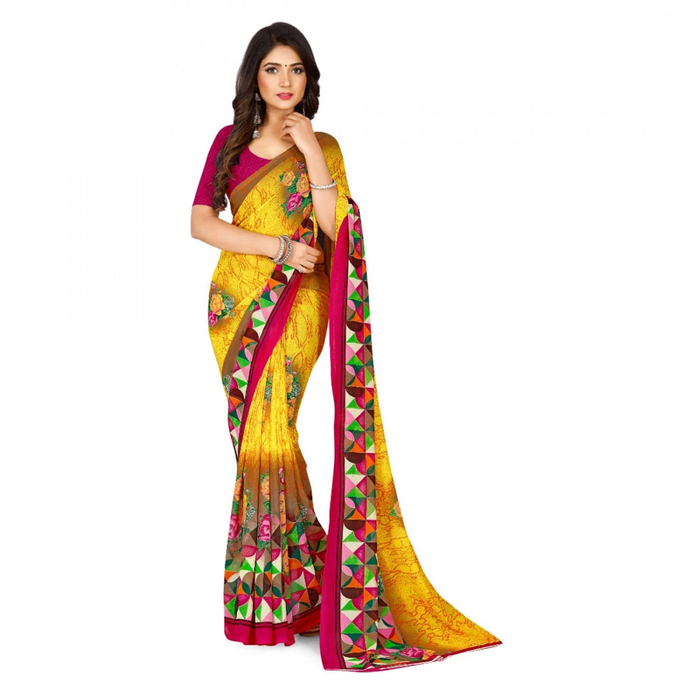 Adorable Faux Georgette Saree With Blouse piece