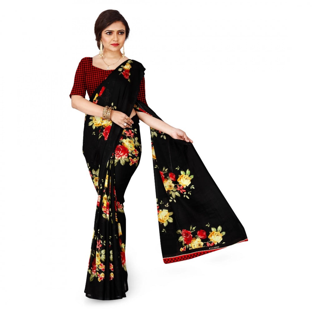 Pretty Faux Georgette Saree with Blouse Piece