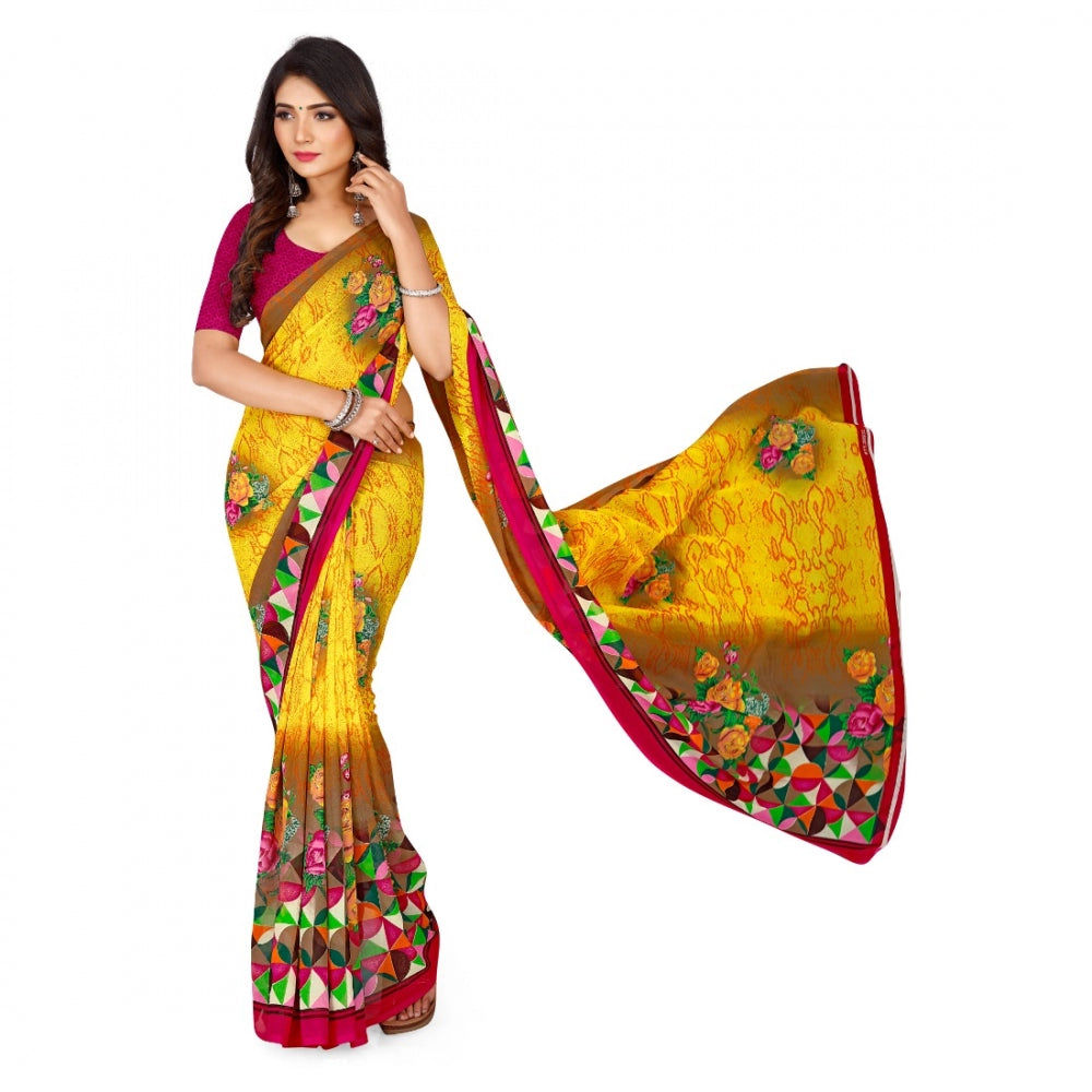 Adorable Faux Georgette Saree With Blouse piece