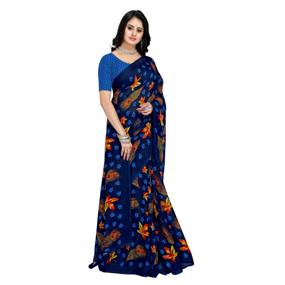 Pretty Faux Georgette Saree with Blouse Piece