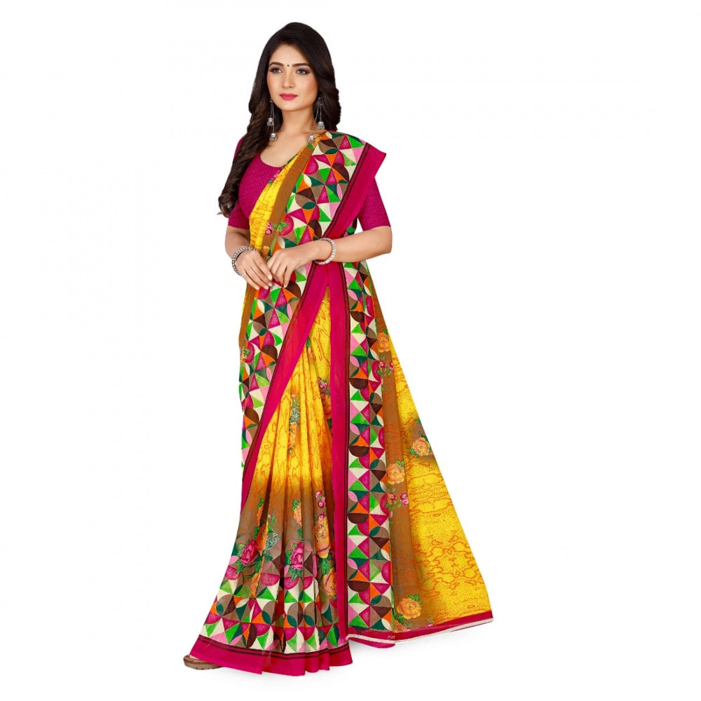 Adorable Faux Georgette Saree With Blouse piece