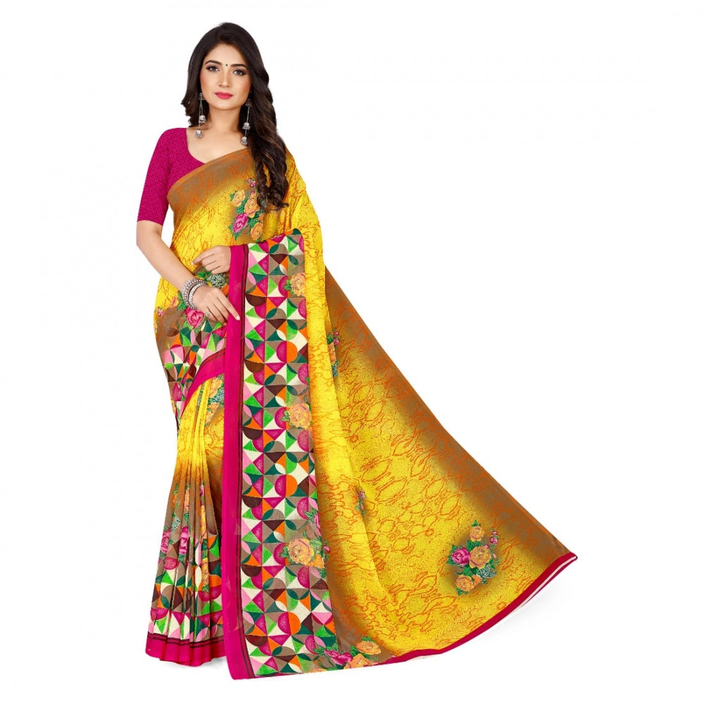 Adorable Faux Georgette Saree With Blouse piece