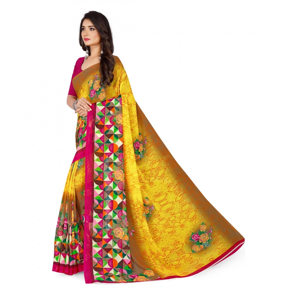 Adorable Faux Georgette Saree With Blouse piece