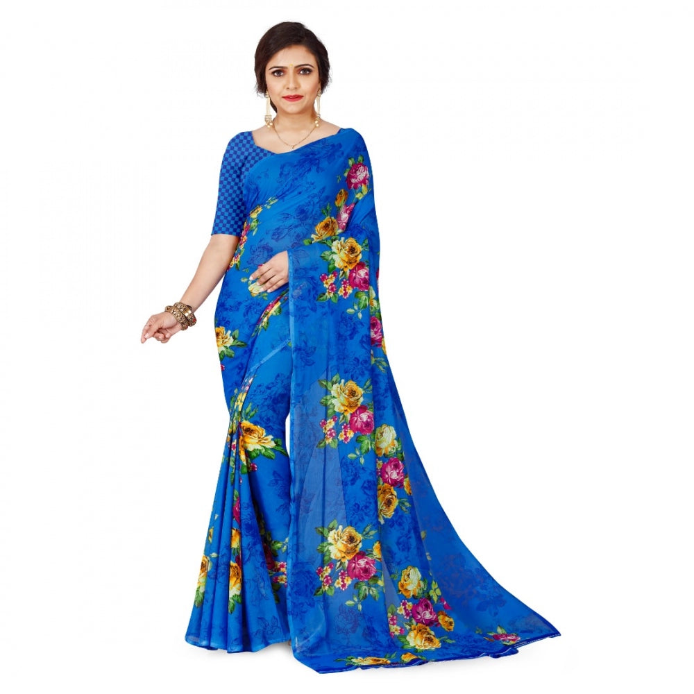 Adorable Faux Georgette Saree With Blouse piece