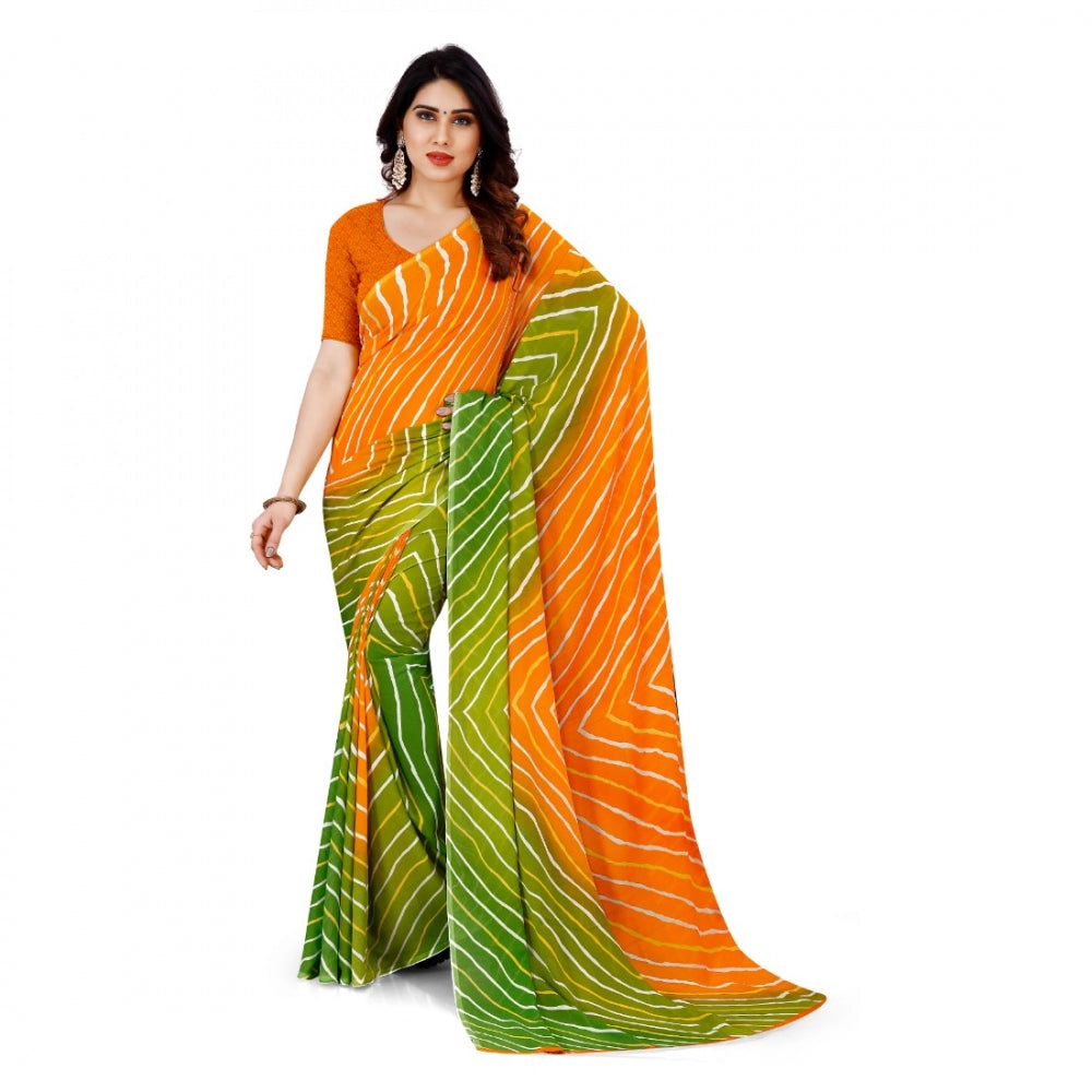 Pretty Faux Georgette Saree with Blouse Piece