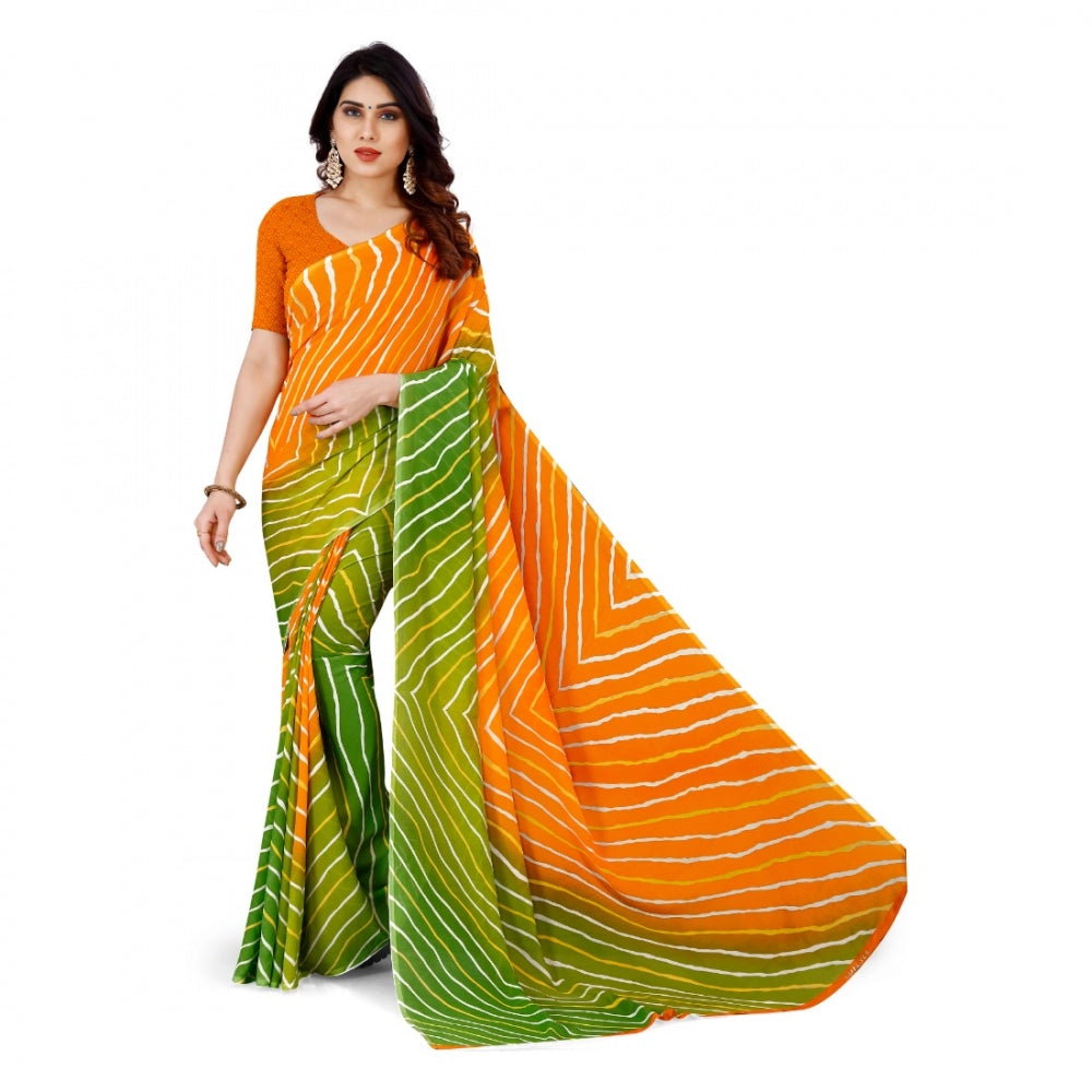 Pretty Faux Georgette Saree with Blouse Piece