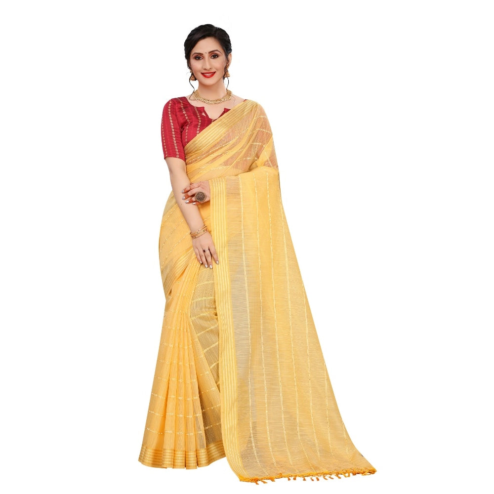 Sensational Cotton Saree With Blouse piece