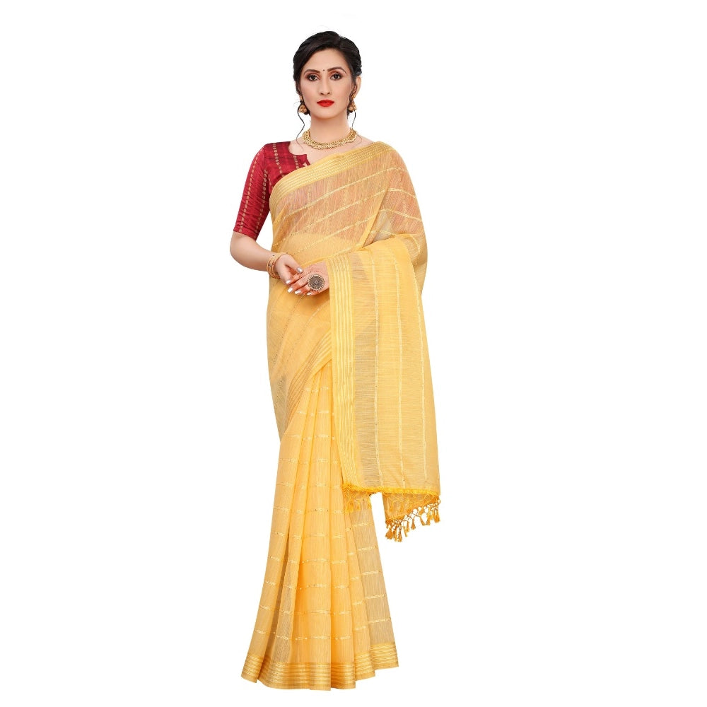 Sensational Cotton Saree With Blouse piece