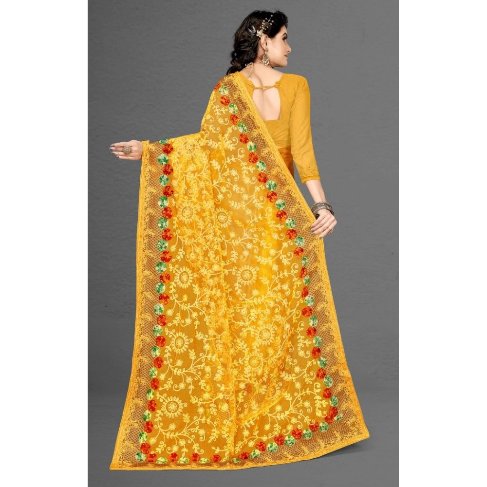 Partywear Net Saree With Blouse