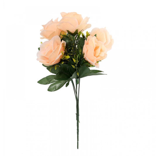 Classy Artificial Flowers Bunch Bouquet Of 5 Roses For Home Decoration