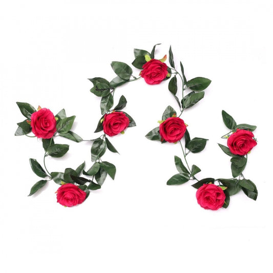 Trendy Artificial Rose Vine Flowers With Green Leaves For Home Party Garden Wall Decoration