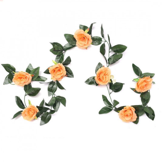 Trendy Artificial Rose Vine Flowers With Green Leaves For Home Party Garden Wall Decoration