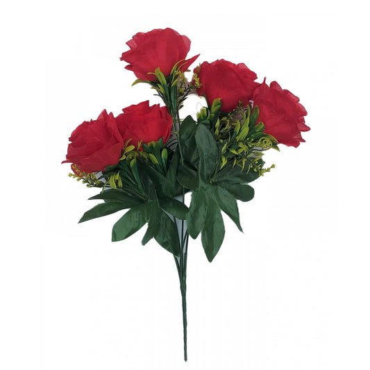 Classy Artificial Flowers Bunch Bouquet Of 5 Roses For Home Decoration