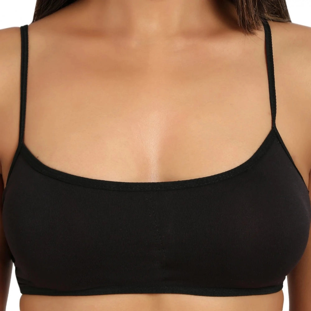 Classy Women's Cotton Blend Lightly Padded Sports Bra With Three Fourth Coverage