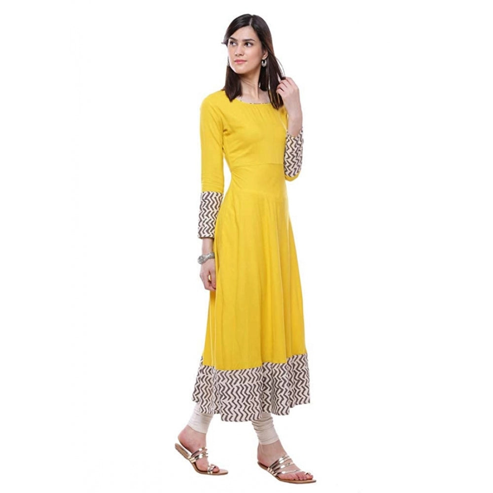 Attractive Rayon Printed Solid Anarkali Kurti