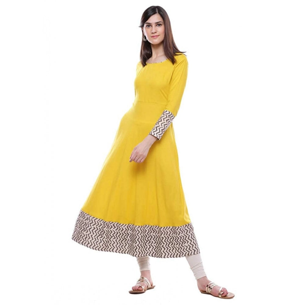 Attractive Rayon Printed Solid Anarkali Kurti