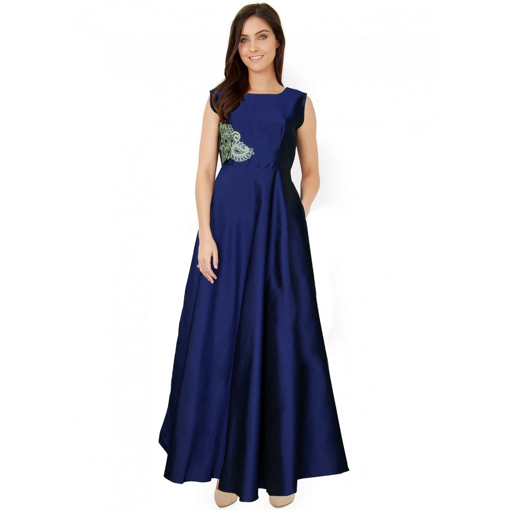 Sensational Taffeta Silk Western Wear Flare Long Gown