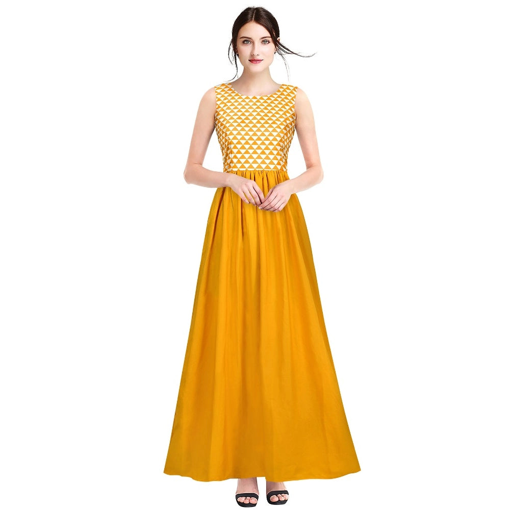 Adorable American Crepe Western Wear Flare Long Gown