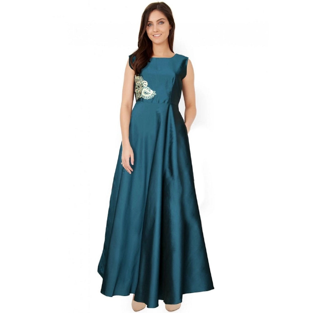 Sensational Taffeta Silk Western Wear Flare Long Gown