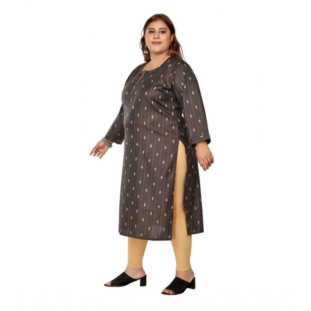 Casual Golden Embroided Cotton Mix Straight Kurti