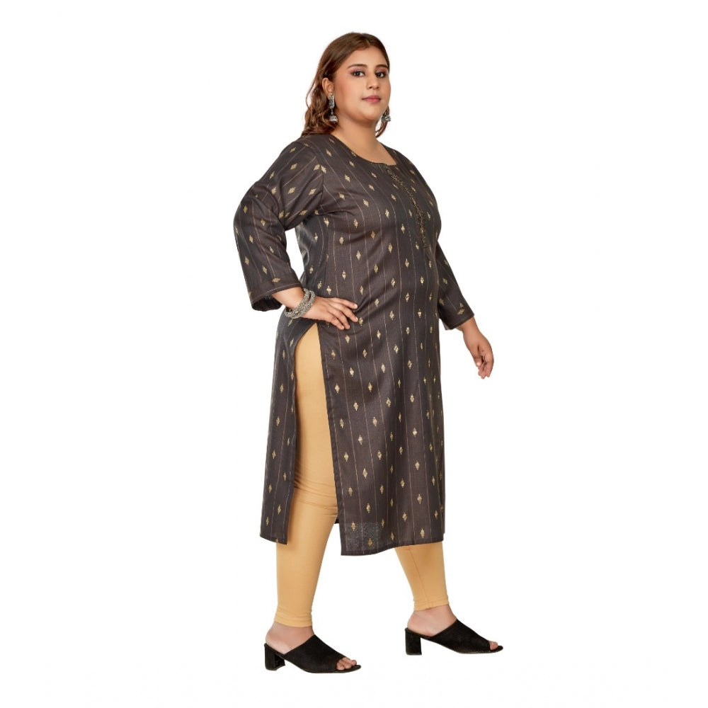 Casual Golden Embroided Cotton Mix Straight Kurti