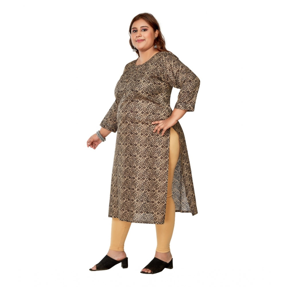 Casual Golden Foil Printed Capsule Cotton Straight Kurti