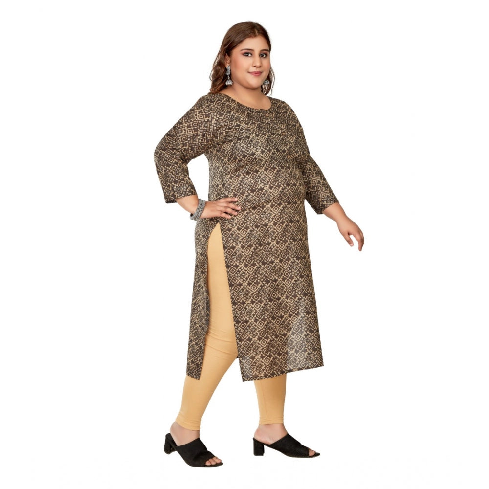 Casual Golden Foil Printed Capsule Cotton Straight Kurti