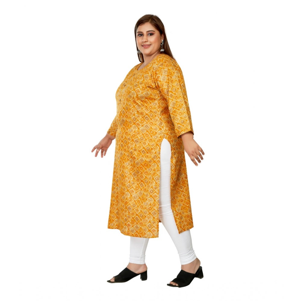 Casual Golden Foil Printed Capsule Cotton Straight Kurti